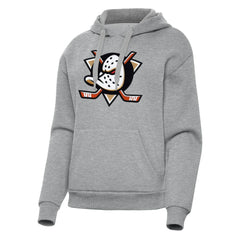 Anaheim Ducks Antigua Women's Victory Pullover Hoodie - Heather Gray Hoodies
