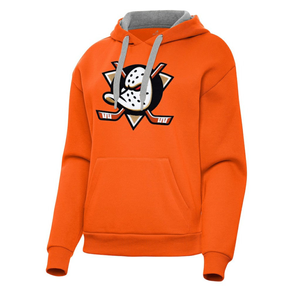 Anaheim Ducks Antigua Women's Victory Pullover Hoodie - Orange Hoodies