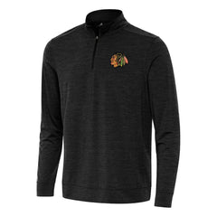 Chicago Blackhawks Antigua Bright Quarter-Zip Top - Heather Black Tops