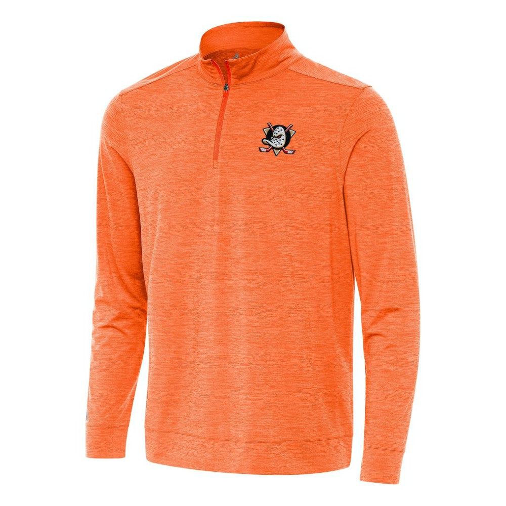 Anaheim Ducks Antigua Bright Quarter-Zip Top - Heather Orange Tops