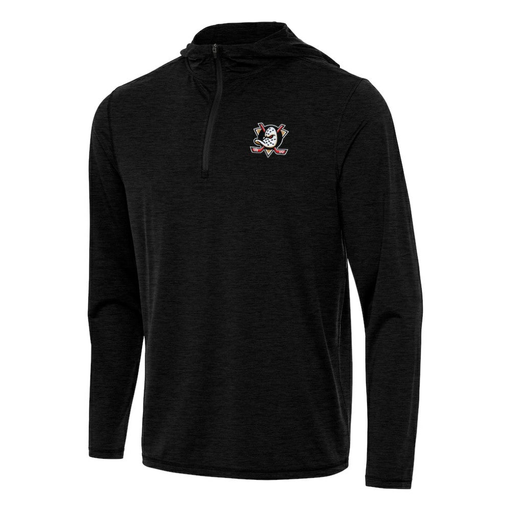 Anaheim Ducks Antigua Tidy Quarter-Zip Hoodie - Heather Black Hoodies