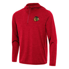 Chicago Blackhawks Antigua Tidy Quarter-Zip Hoodie - Heather Red Hoodies