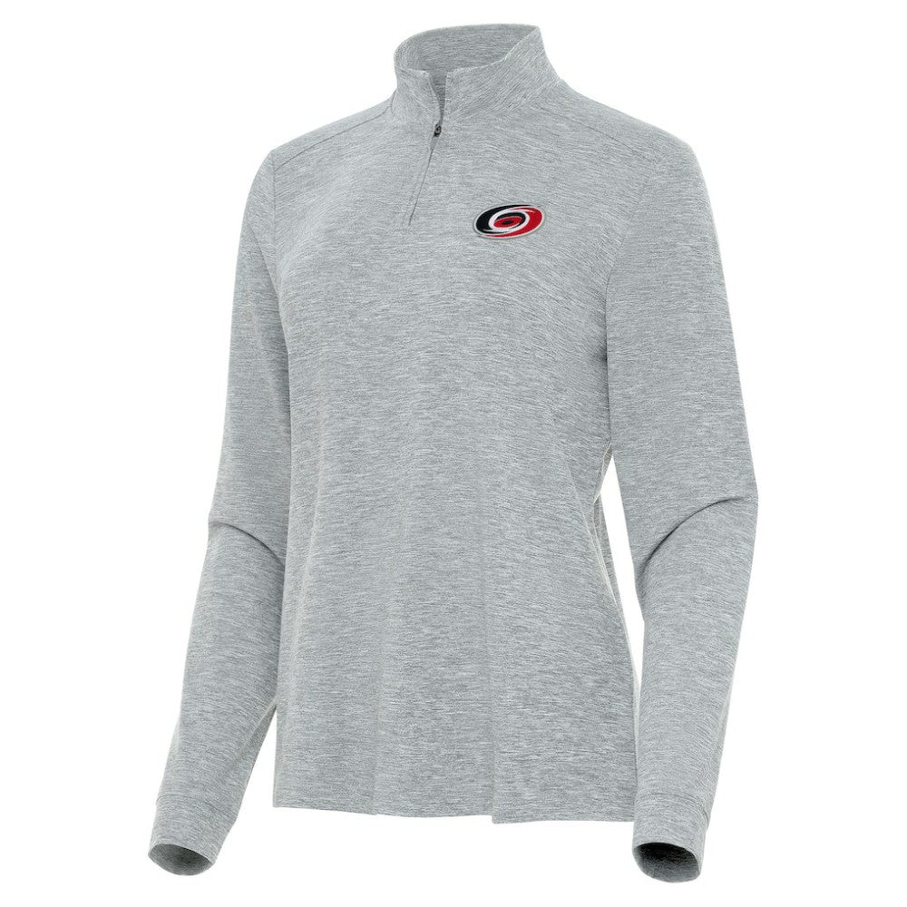 Carolina Hurricanes Antigua Women's Mentor Quarter-Zip Mock Long Sleeve Top - Heather Gray Tops