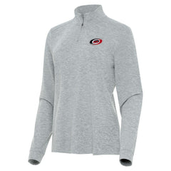 Carolina Hurricanes Antigua Women's Mentor Quarter-Zip Mock Long Sleeve Top - Heather Gray Tops