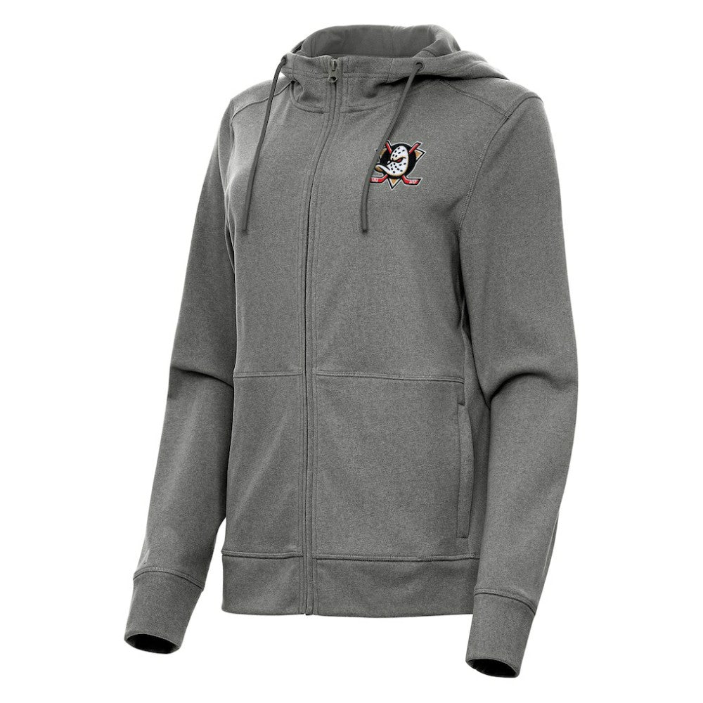 Anaheim Ducks Antigua Women's Seeker Full-Zip Hoodie - Heather Black Hoodies