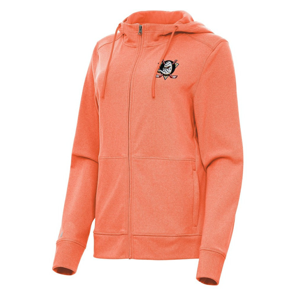 Anaheim Ducks Antigua Women's Seeker Full-Zip Hoodie - Heather Orange Hoodies