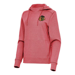 Chicago Blackhawks Antigua Women's Justice Pullover Hoodie - Heather Red Hoodies