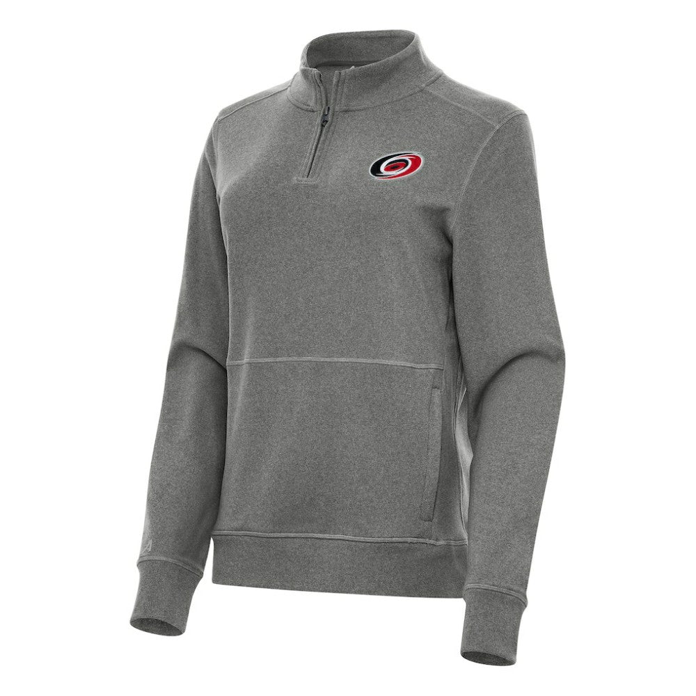 Carolina Hurricanes Antigua Women's Crush Quarter-Zip Fleece Sweatshirt - Heather Black Sweatshirts