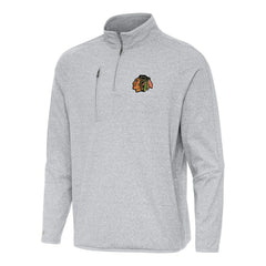 Chicago Blackhawks Antigua Certain Quarter-Zip Tri-Blend Sweatshirt - Heather Gray Sweatshirts