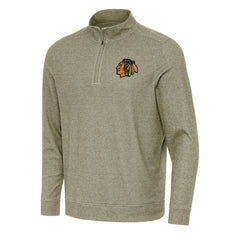 Chicago Blackhawks Antigua Subtle Quarter-Zip Sweatshirt - Olive Sweatshirts