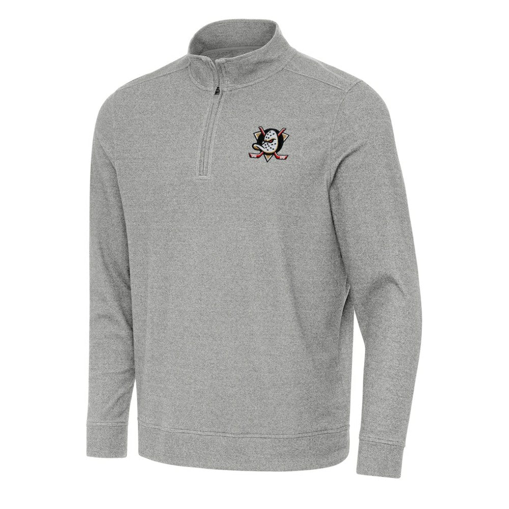 Anaheim Ducks Antigua Subtle Quarter-Zip Sweatshirt - Heather Gray Sweatshirts