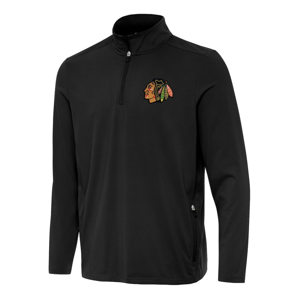 Chicago Blackhawks Antigua Perilous Quarter-Zip Sweatshirt - Black Sweatshirts
