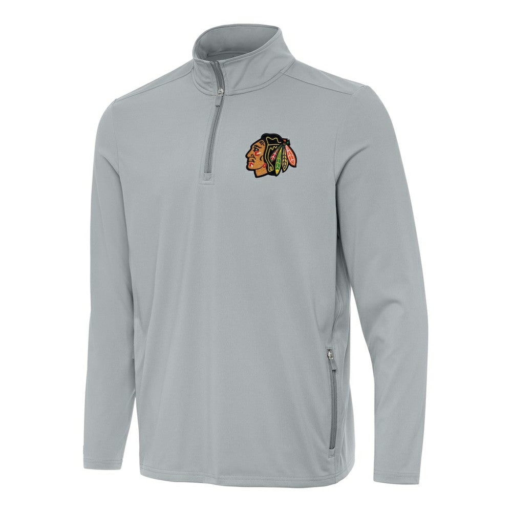 Chicago Blackhawks Antigua Perilous Quarter-Zip Sweatshirt - Gray Sweatshirts