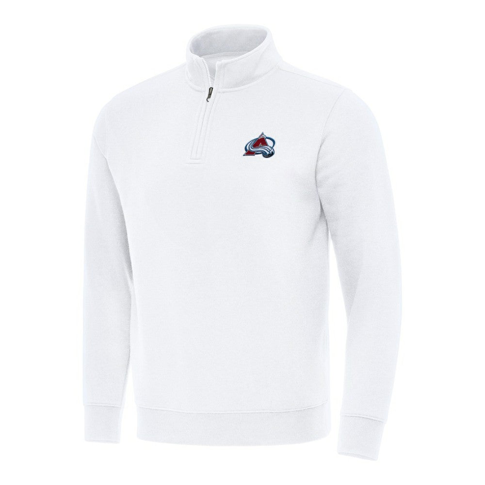 Colorado Avalanche Antigua Victory Quarter-Zip Mock Sweatshirt - White Sweatshirts