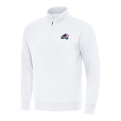 Colorado Avalanche Antigua Victory Quarter-Zip Mock Sweatshirt - White Sweatshirts