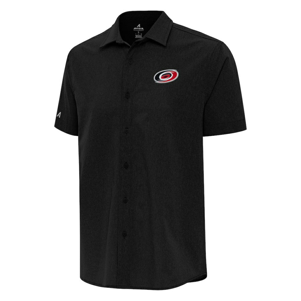 Carolina Hurricanes Antigua Activate Woven Short Sleeve Button-Up Shirt - Black