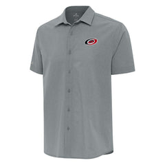 Carolina Hurricanes Antigua Activate Woven Short Sleeve Button-Up Shirt - Gray