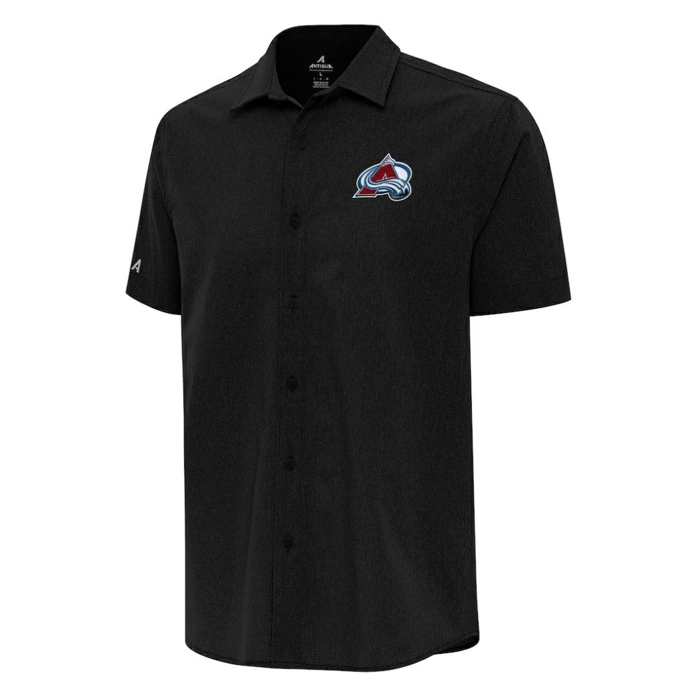 Colorado Avalanche Antigua Activate Woven Short Sleeve Button-Up Shirt - Black