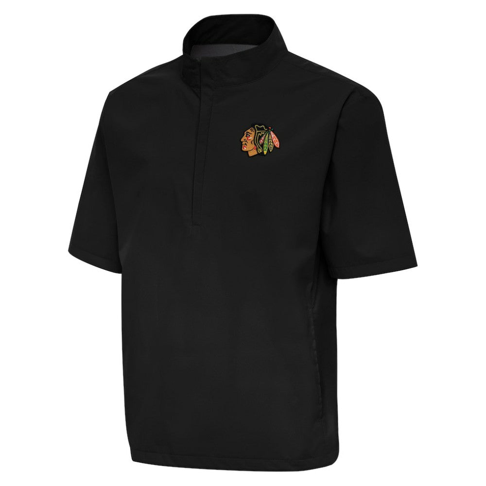 Chicago Blackhawks Antigua Brisk Quarter-Zip Windbreaker - Black