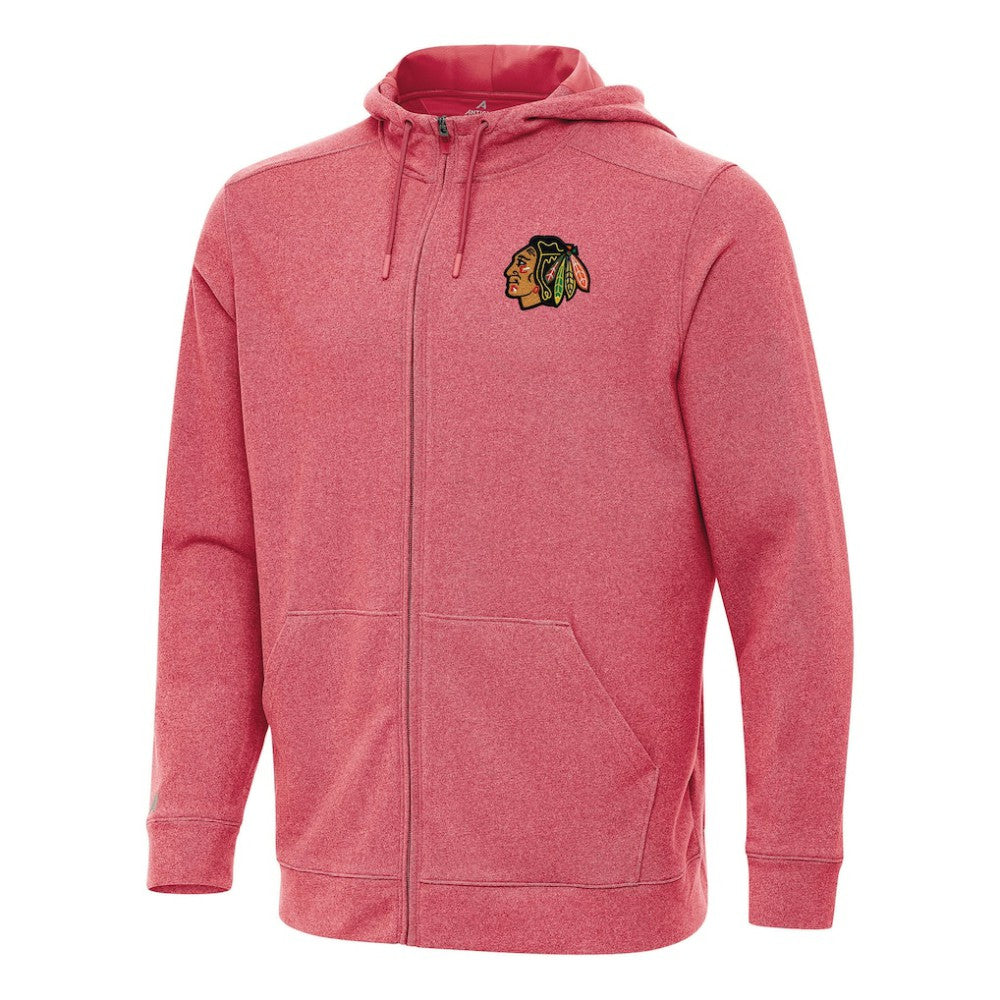 Chicago Blackhawks Antigua Effortless Full-Zip Hoodie Jacket - Heather Red Hoodies