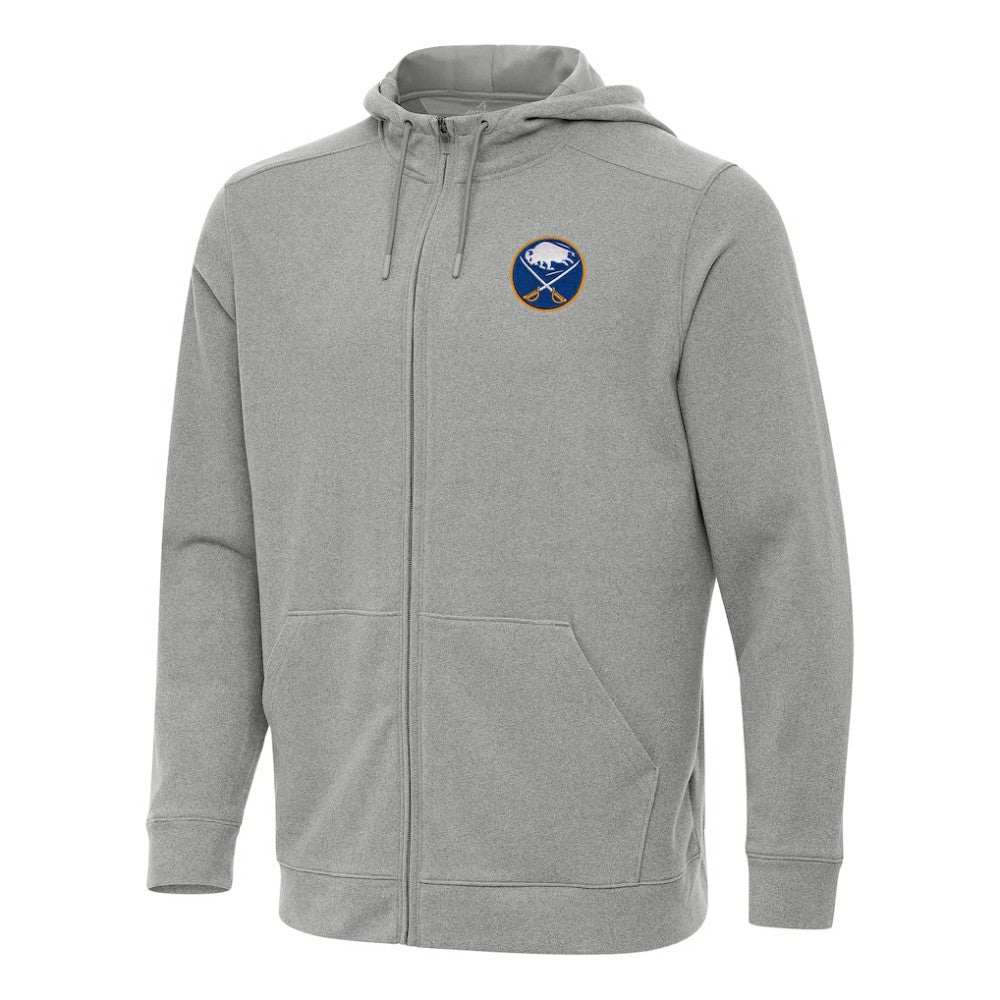 Buffalo Sabres Antigua Effortless Full-Zip Hoodie Jacket - Heather Gray Hoodies