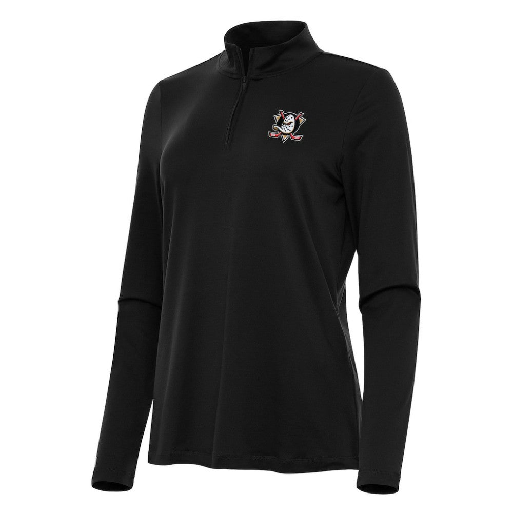 Anaheim Ducks Antigua Women's Reprocess Quarter-Zip Top - Black Tops