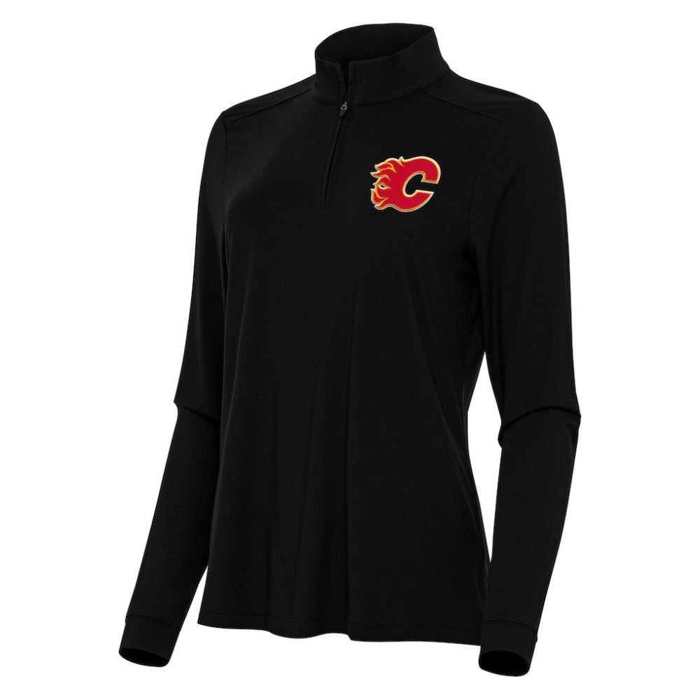 Calgary Flames Antigua Women's Intent Quarter-Zip Top - Black Tops