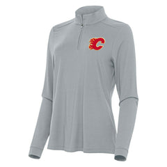 Calgary Flames Antigua Women's Intent Quarter-Zip Top - Gray Tops
