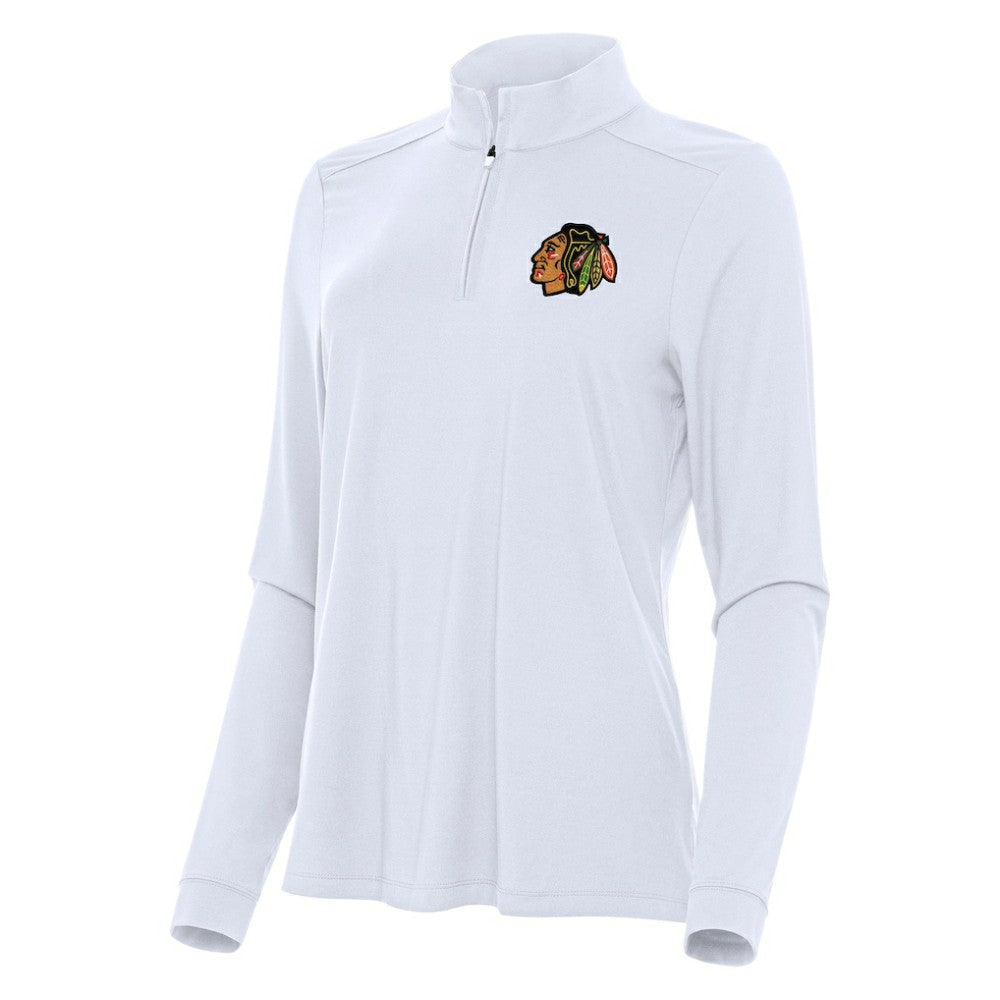Chicago Blackhawks Antigua Women's Intent Quarter-Zip Top - White Tops