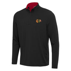 Chicago Blackhawks Antigua Content Quarter-Zip Pullover Top - Black/Red Pullover