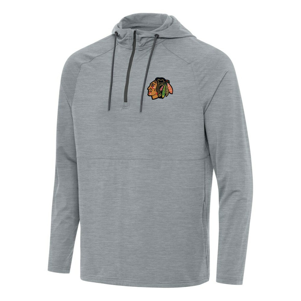Chicago Blackhawks Antigua Spikes Quarter-Zip Hoodie - Heather Gray Hoodies