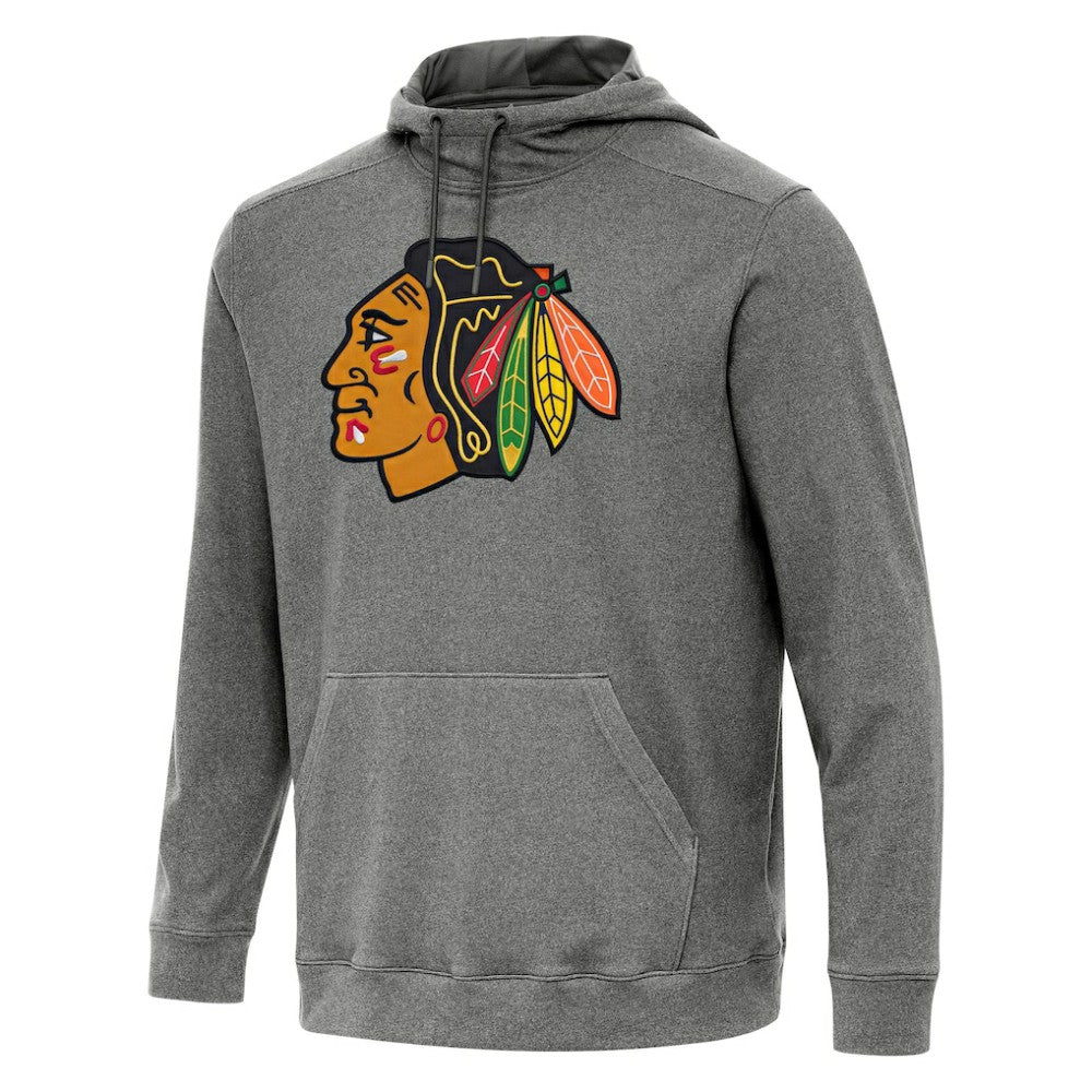Chicago Blackhawks Antigua Cloud Pullover Hoodie - Heather Black Hoodies