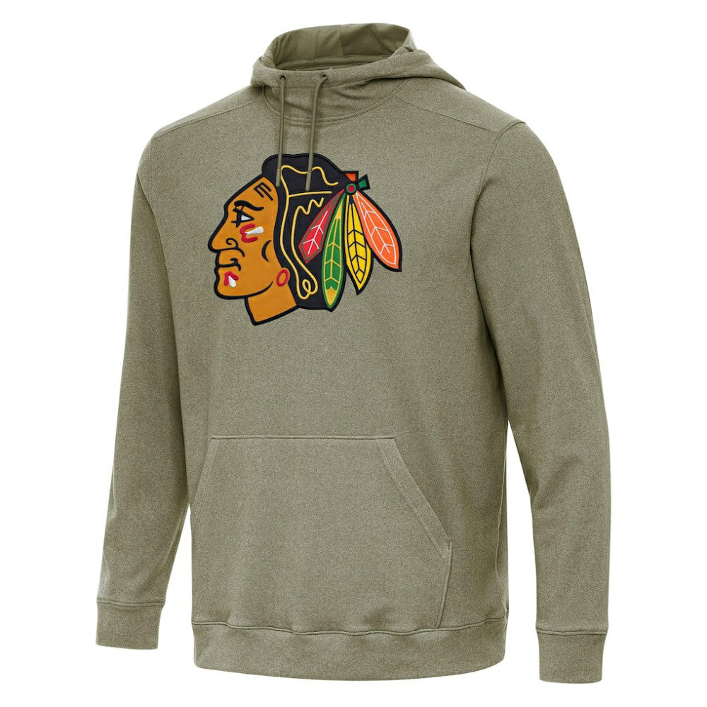 Chicago Blackhawks Antigua Cloud Pullover Hoodie - Olive Hoodies