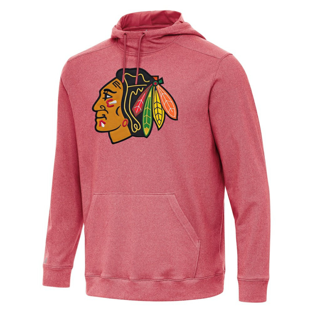 Chicago Blackhawks Antigua Cloud Pullover Hoodie - Heather Red Hoodies