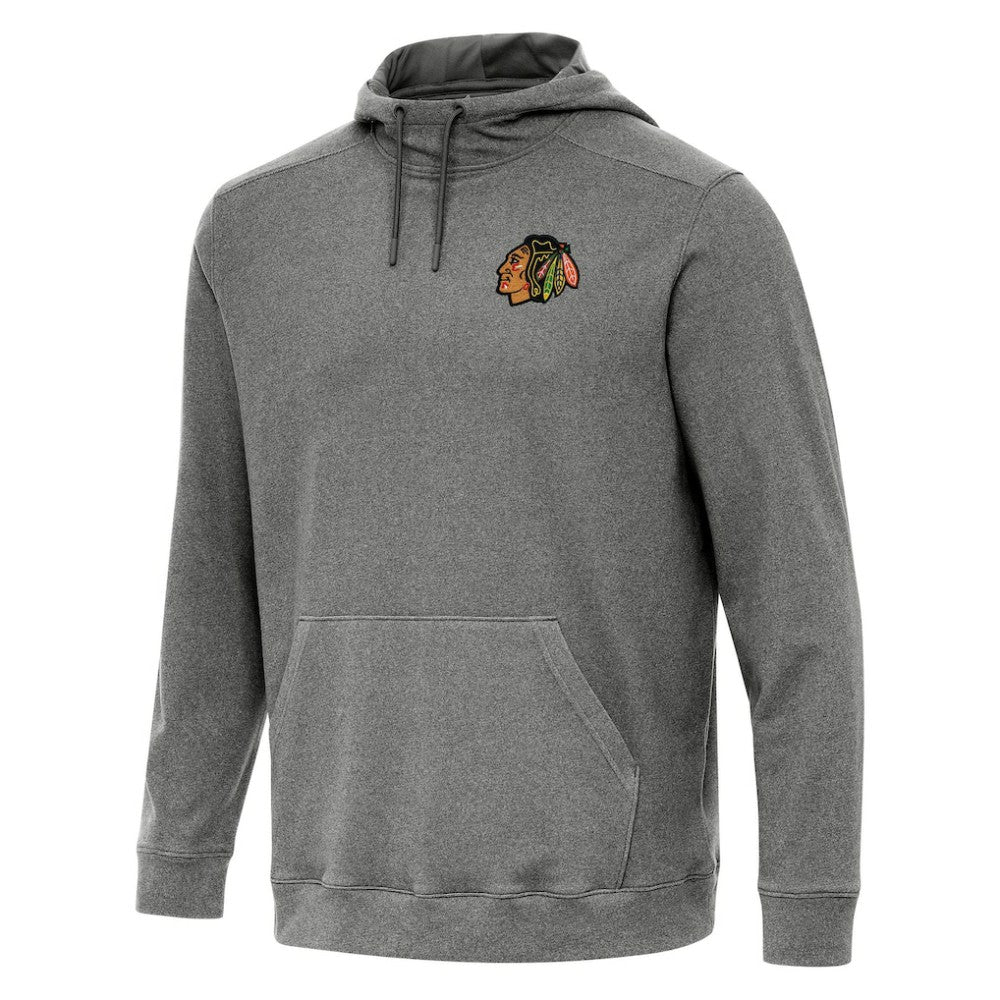 Chicago Blackhawks Antigua Cloud Pullover Hoodie - Heather Black Hoodies