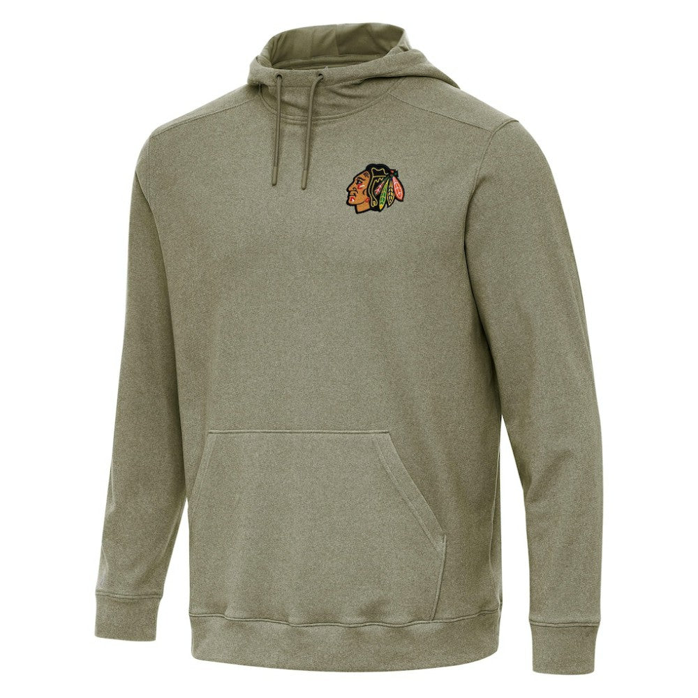 Chicago Blackhawks Antigua Cloud Pullover Hoodie - Olive Hoodies