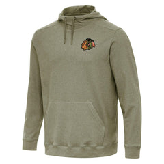 Chicago Blackhawks Antigua Cloud Pullover Hoodie - Olive Hoodies