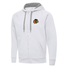 Chicago Blackhawks Antigua Big & Tall Victory Full-Zip Hoodie - White Hoodies