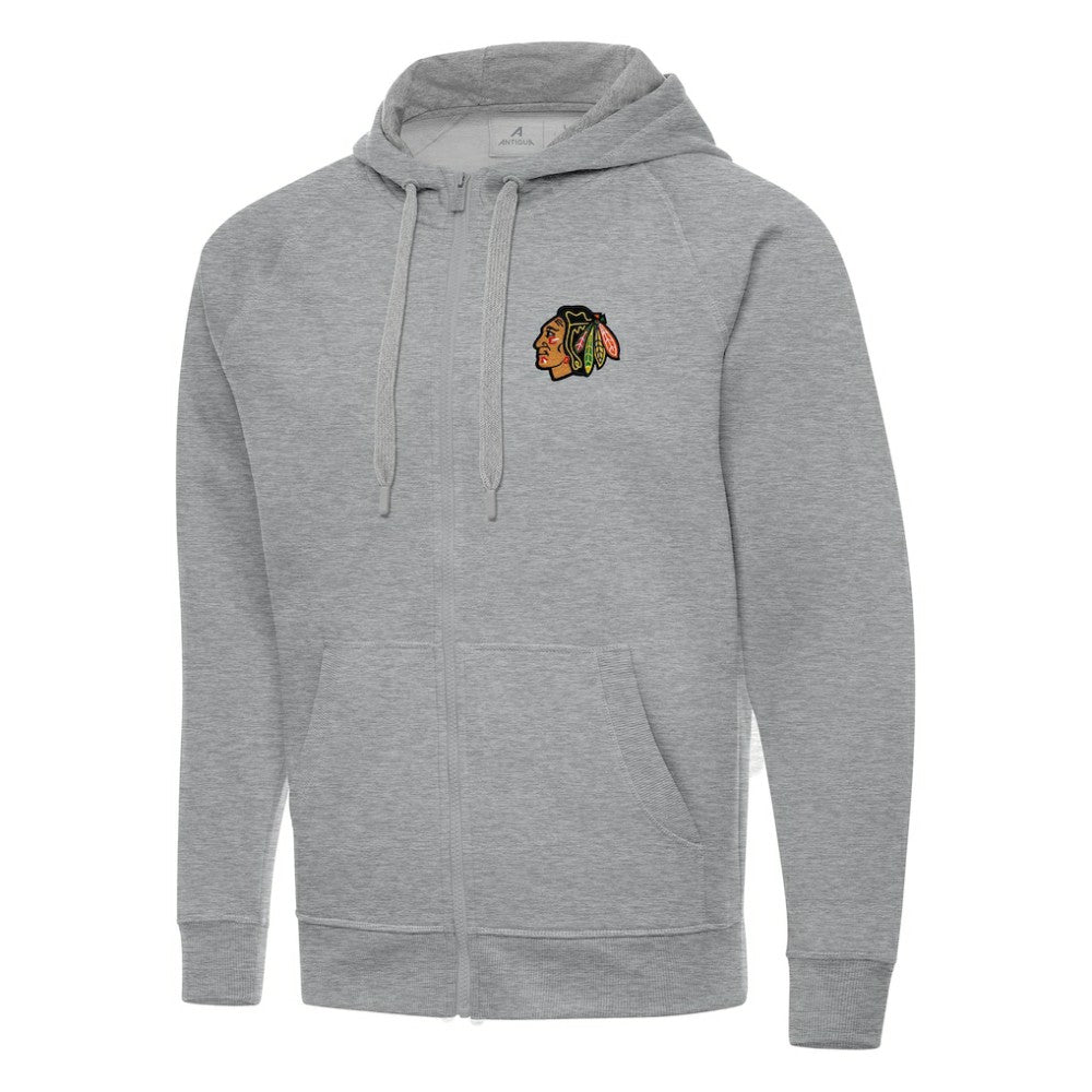 Chicago Blackhawks Antigua Big & Tall Victory Full-Zip Hoodie - Heather Gray Hoodies