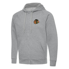 Chicago Blackhawks Antigua Big & Tall Victory Full-Zip Hoodie - Heather Gray Hoodies
