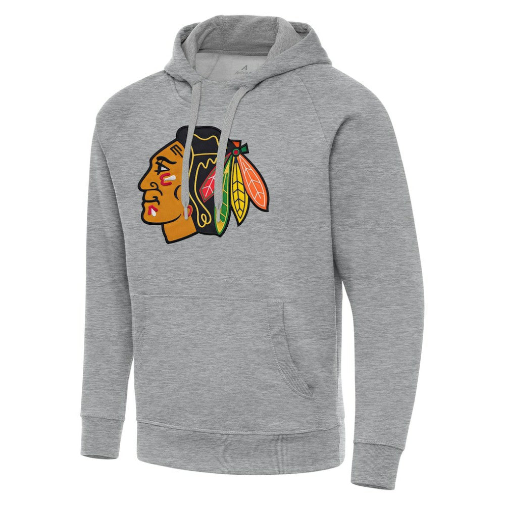 Chicago Blackhawks Antigua Big & Tall Victory Pullover Hoodie - Heather Gray Hoodies