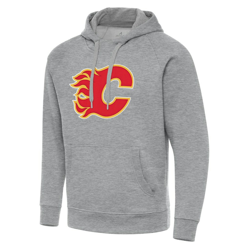 Calgary Flames Antigua Big & Tall Victory Pullover Hoodie - Heather Gray Hoodies