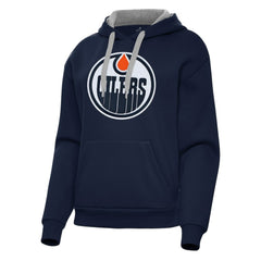 Edmonton Oilers Antigua Women's Victory Pullover Hoodie - Navy Hoodies