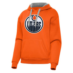 Edmonton Oilers Antigua Women's Victory Pullover Hoodie - Orange Hoodies