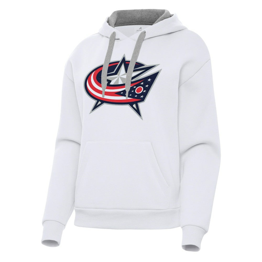Columbus Blue Jackets Antigua Women's Victory Pullover Hoodie - White Hoodies