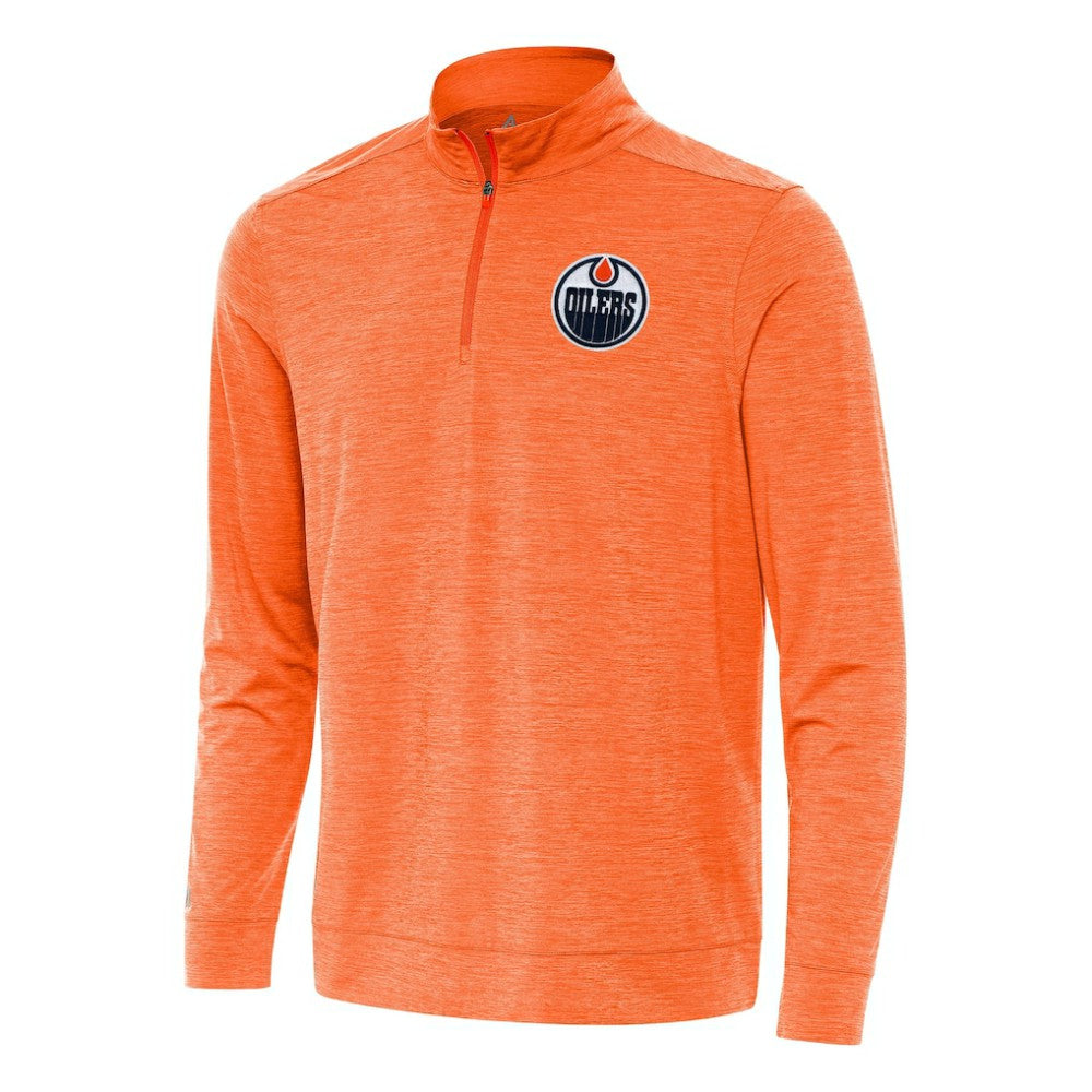 Edmonton Oilers Antigua Bright Quarter-Zip Top - Heather Orange Tops