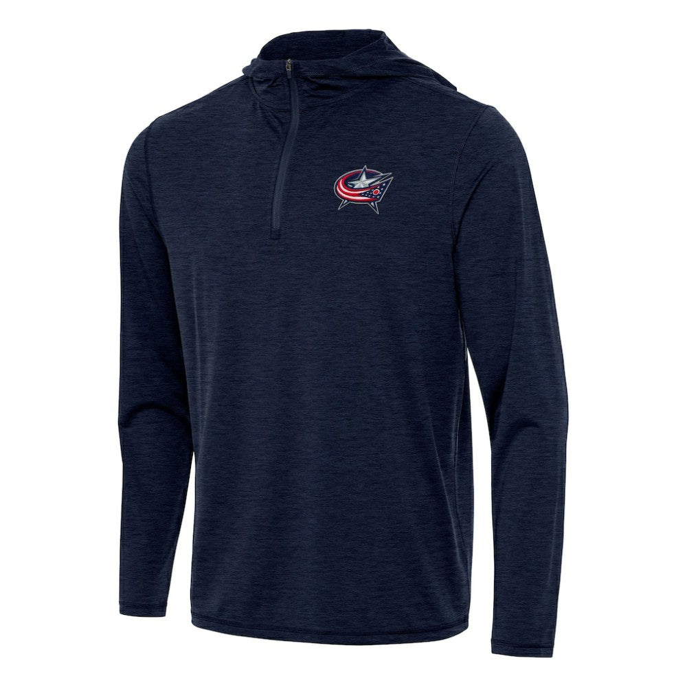 Columbus Blue Jackets Antigua Tidy Quarter-Zip Hoodie - Heather Navy Hoodies