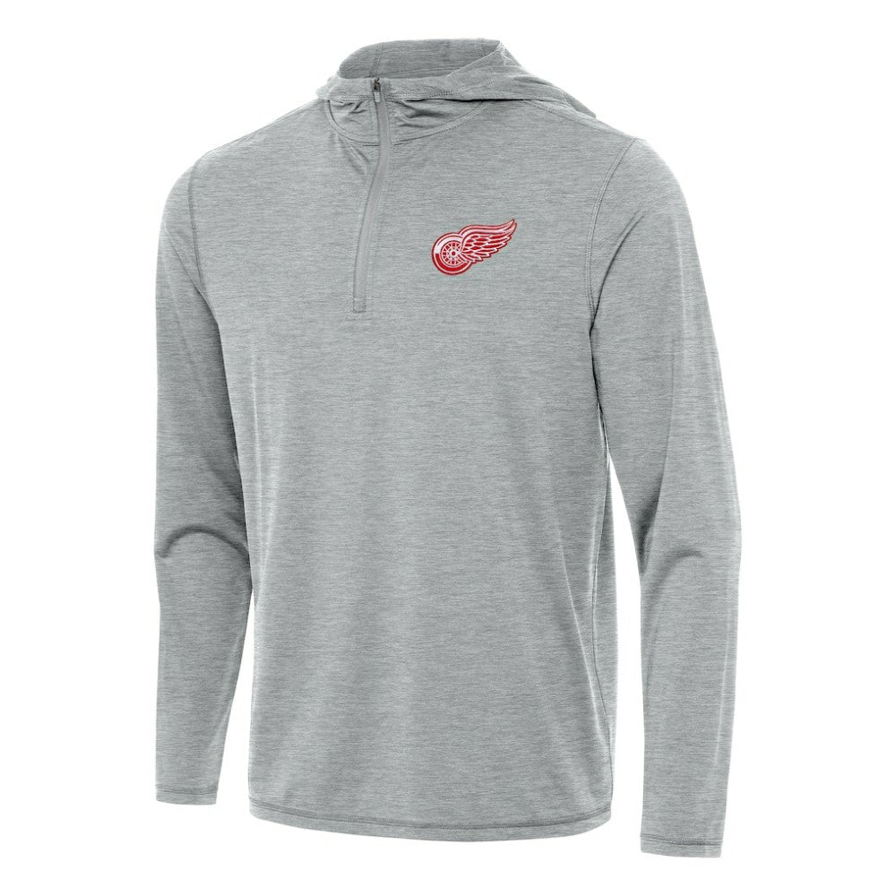 Detroit Red Wings Antigua Tidy Quarter-Zip Hoodie - Heather Gray Hoodies
