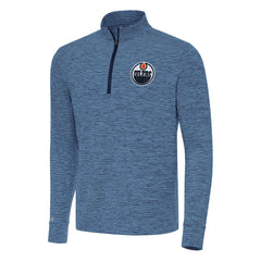 Edmonton Oilers Antigua Cause Quarter-Zip Top - Heather Navy Tops