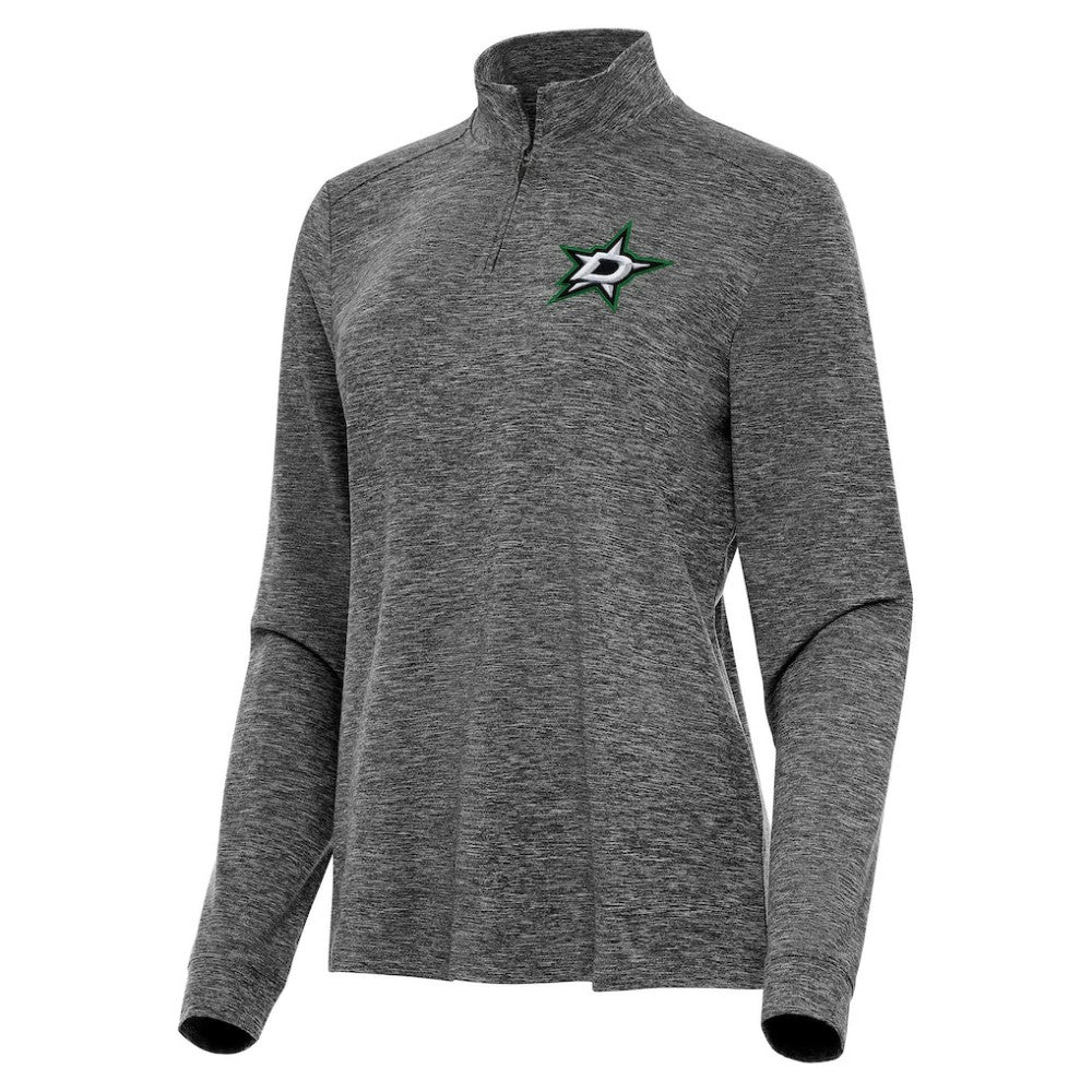 Dallas Stars Antigua Women's Mentor Quarter-Zip Mock Long Sleeve Top - Heather Black Tops